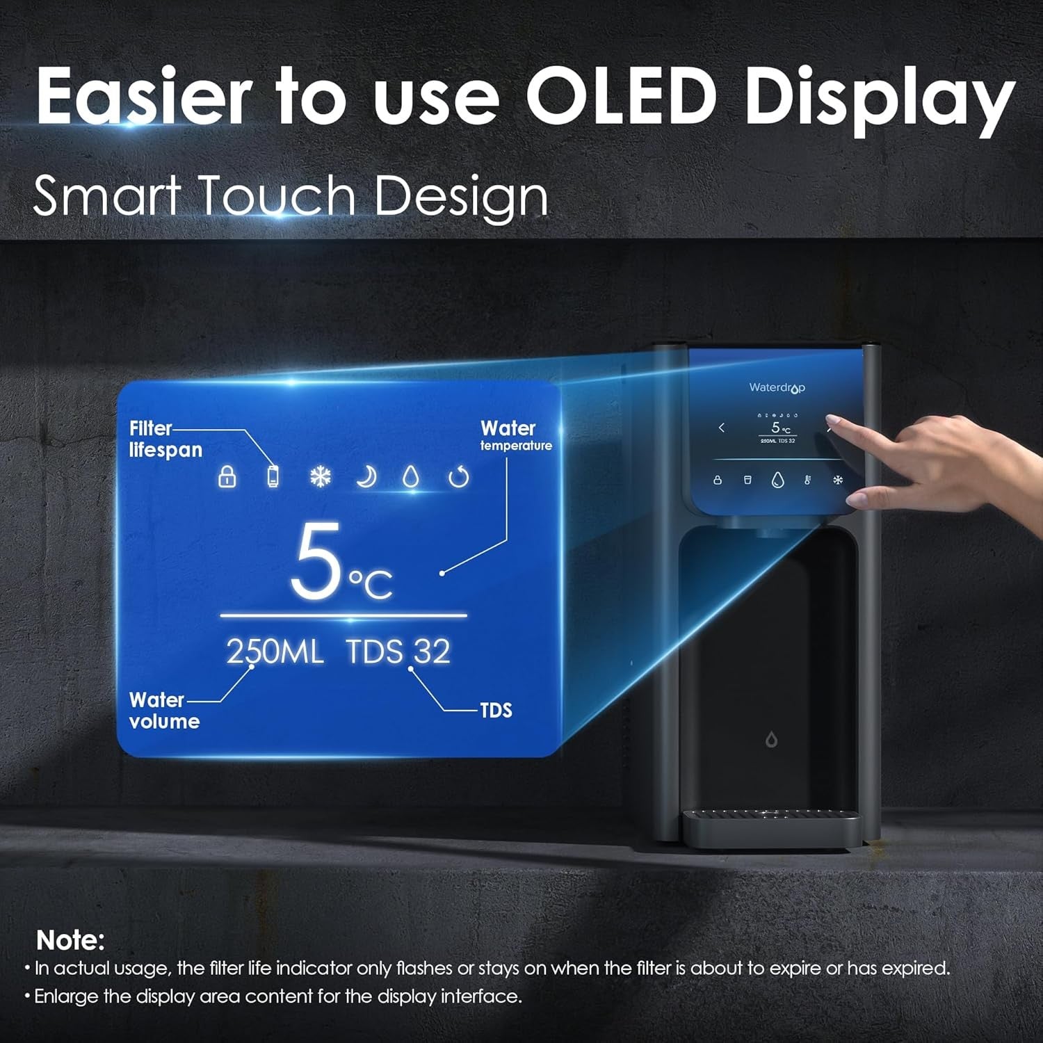 Reverse Osmosis Water Dispenser Hot Cold Countertop Touch Screen