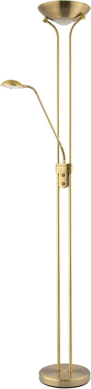 Antique Brass Mother Child Floor Lamp Dimmable LED Reading Light