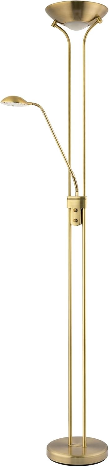 Antique Brass Mother Child Floor Lamp Dimmable LED Reading Light