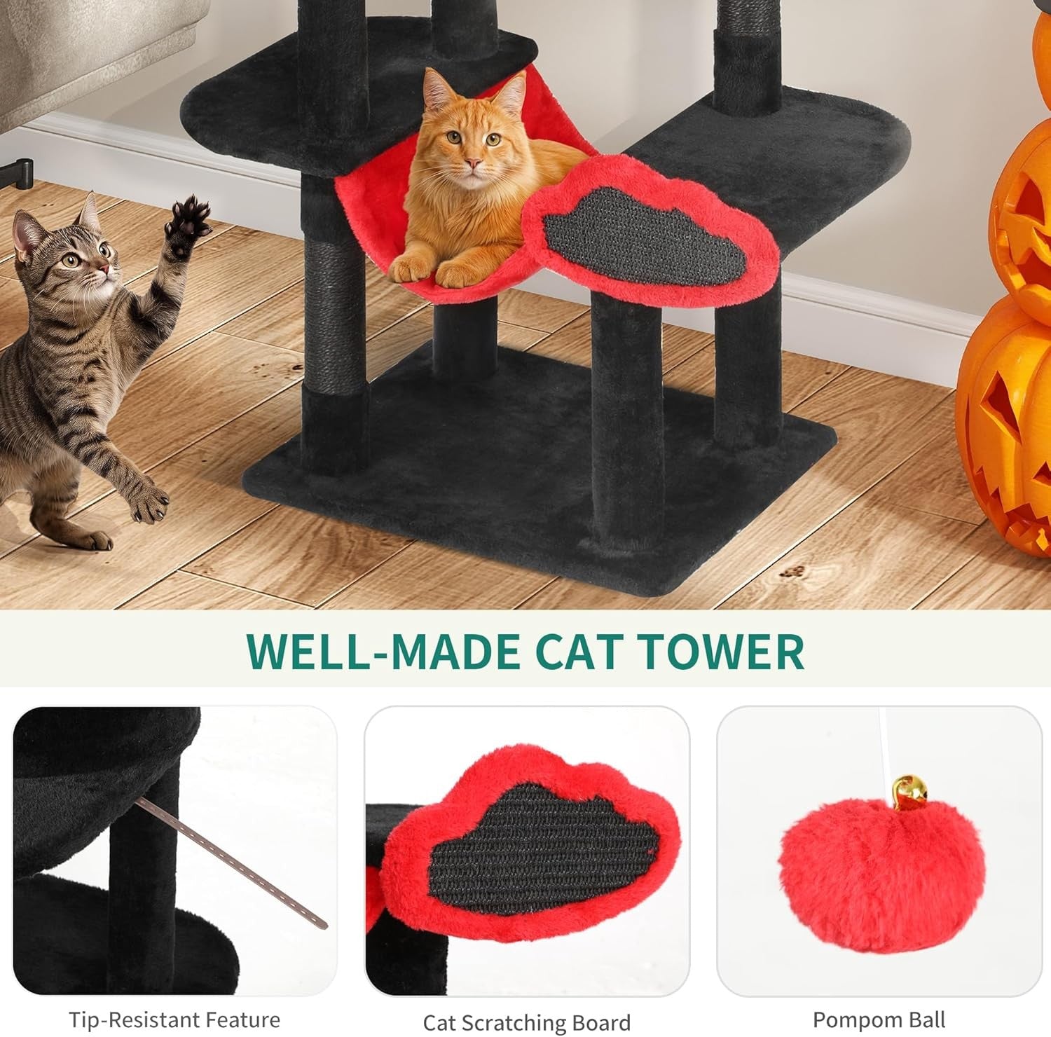 Cat Tree Tower 142cm Scratching Post Condo Hammock Apartment Friendly
