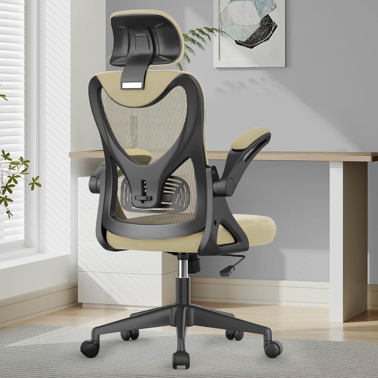 Ergonomic Mesh Office Chair High Back Adjustable Lumbar Support Flip-Up Arms