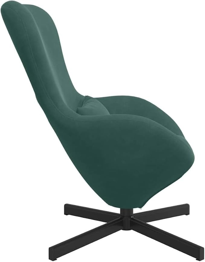 Luxury Velvet Egg Chair Dark Green Swivel Armchair Modern Lounge Seating