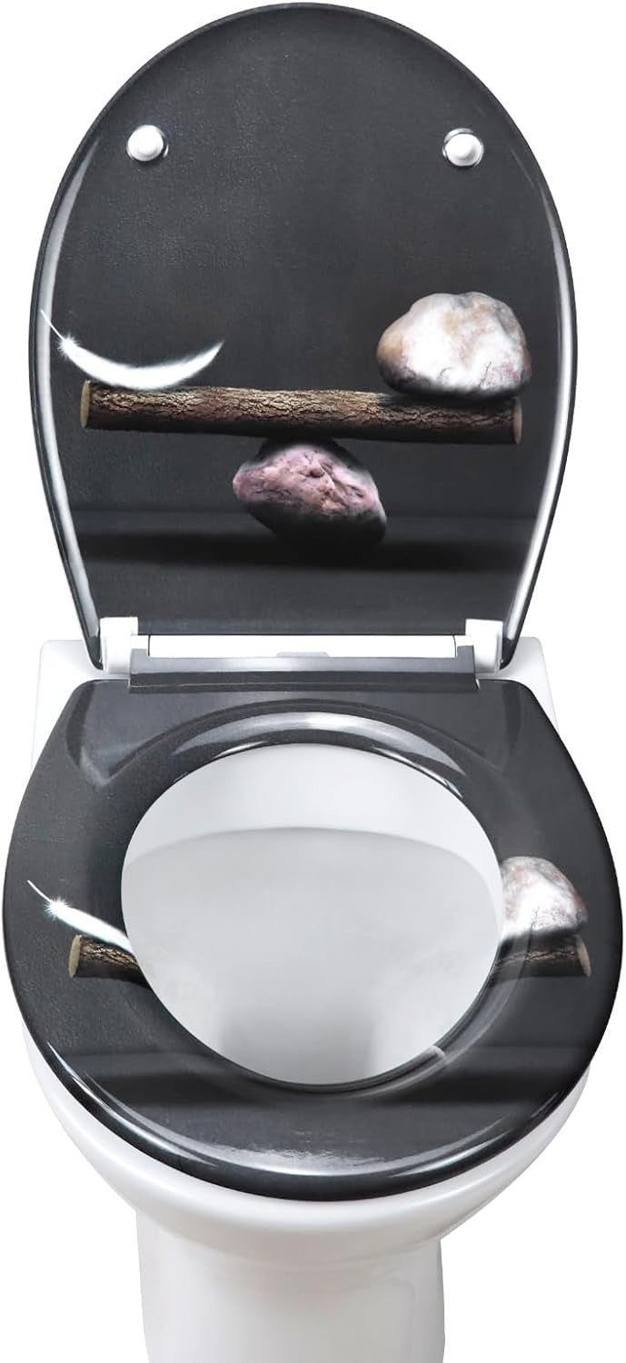 Smile Pattern Toilet Seat Soft Close Duroplast Quick Release Top Fix 45x37cm
