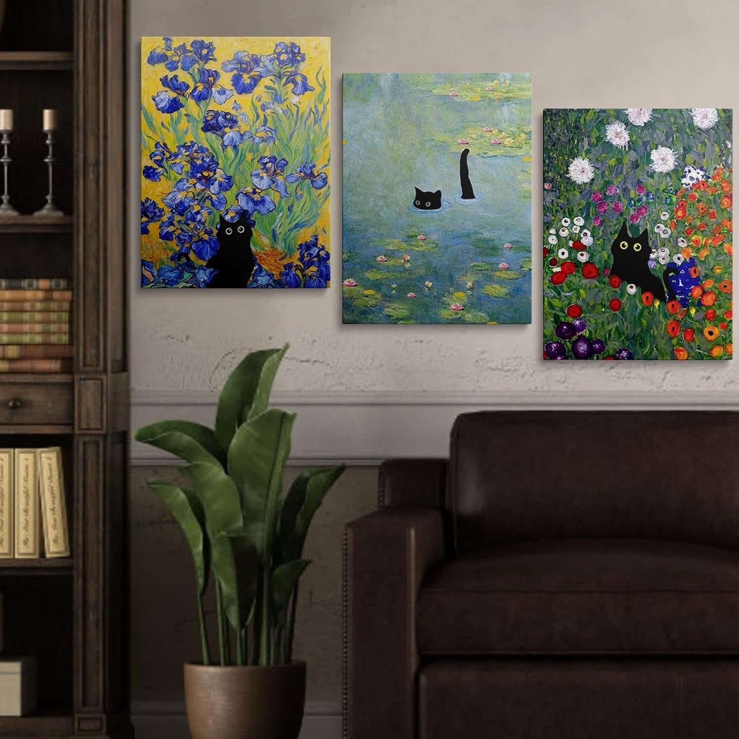 Boho Canvas Wall Art Set of 3 Framed Nature Prints 30x40cm Decor