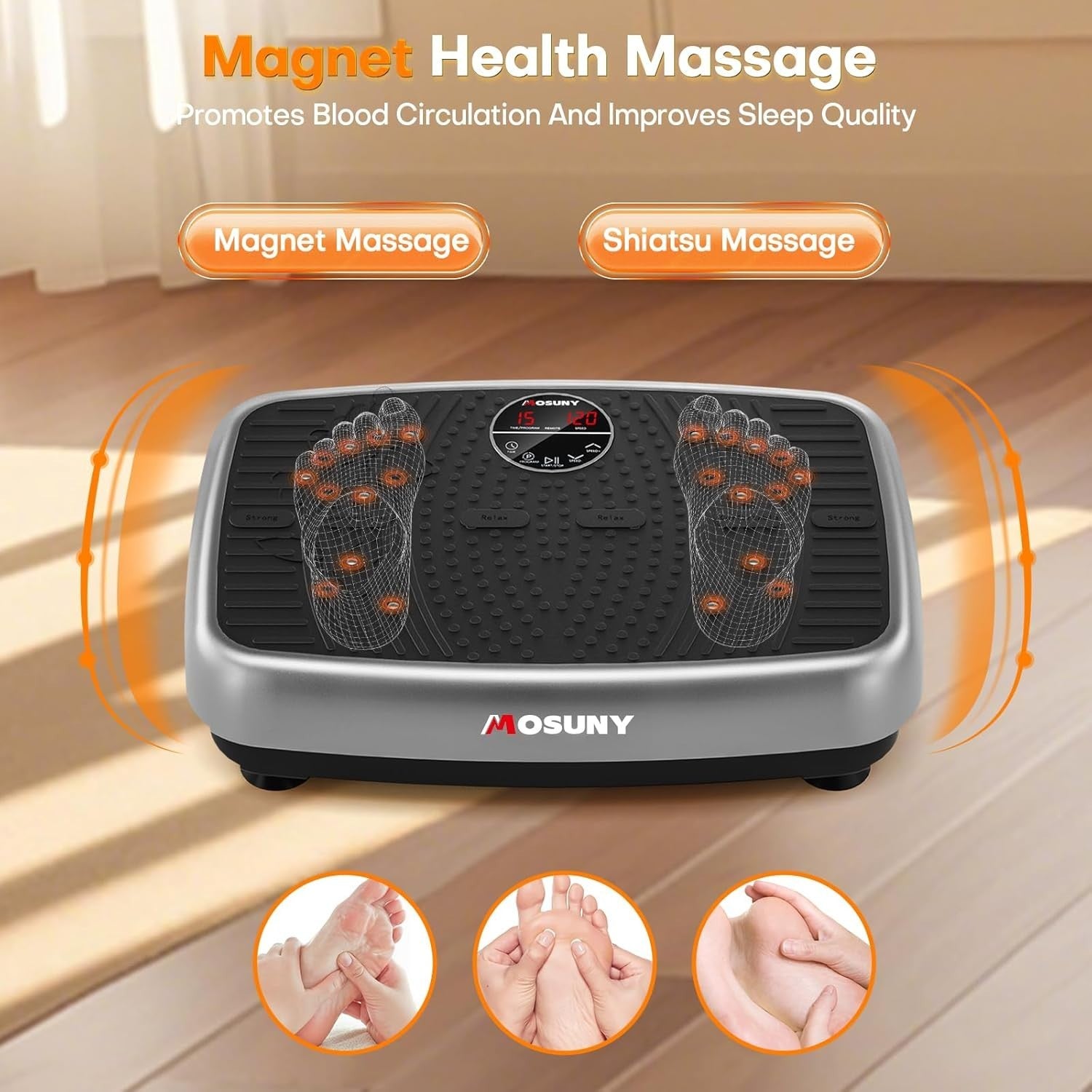 Dual Motor Vibration Plate Exercise Machine 120 Speeds 450LB Slim Body