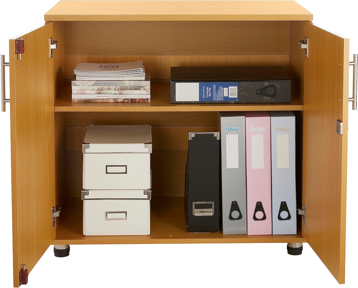 Beech 2 Door Lockable Office Storage Cabinet with Adjustable Shelf 75cm