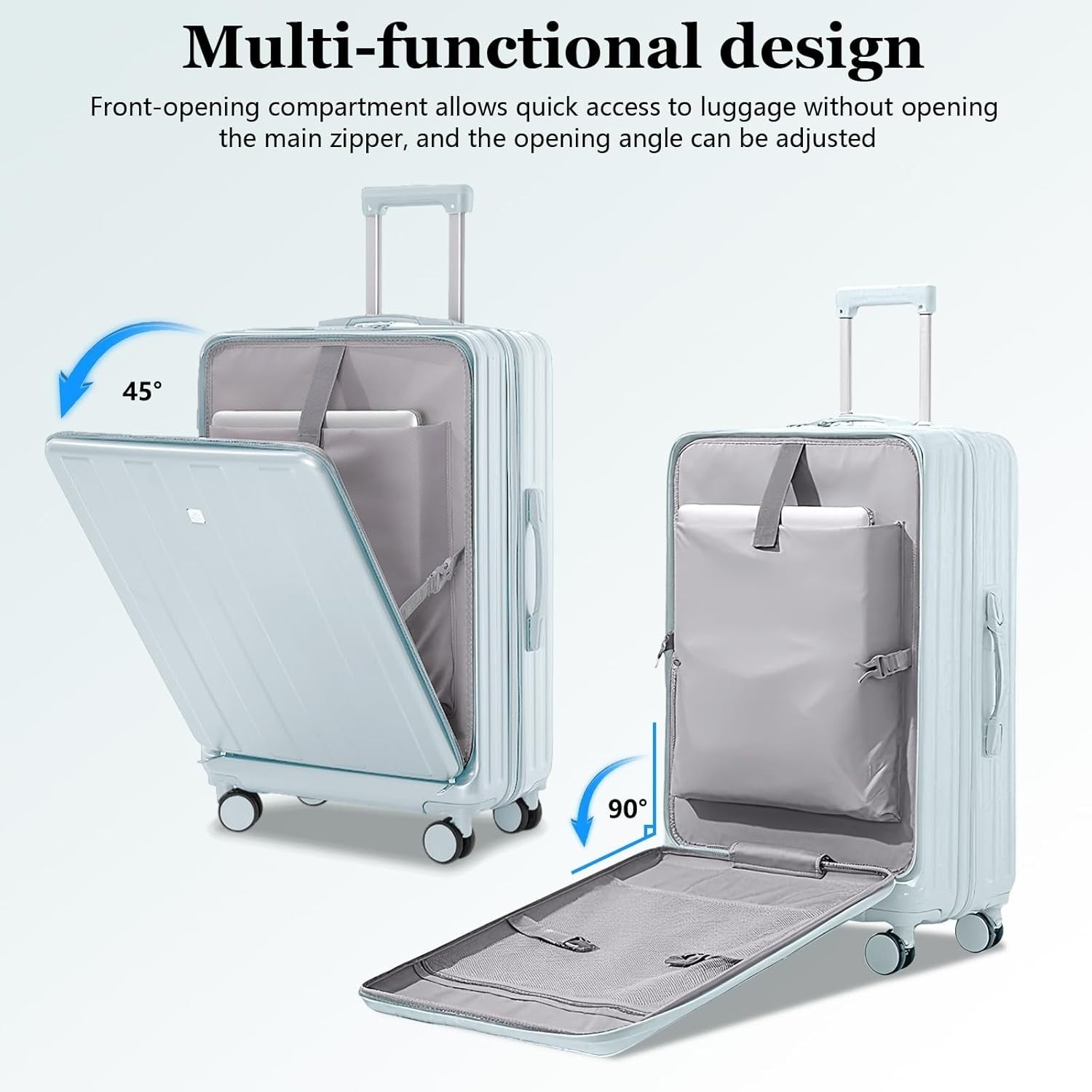 Ultramarine 20” Cabin Hard Shell Suitcase USB Port Spinner Wheels