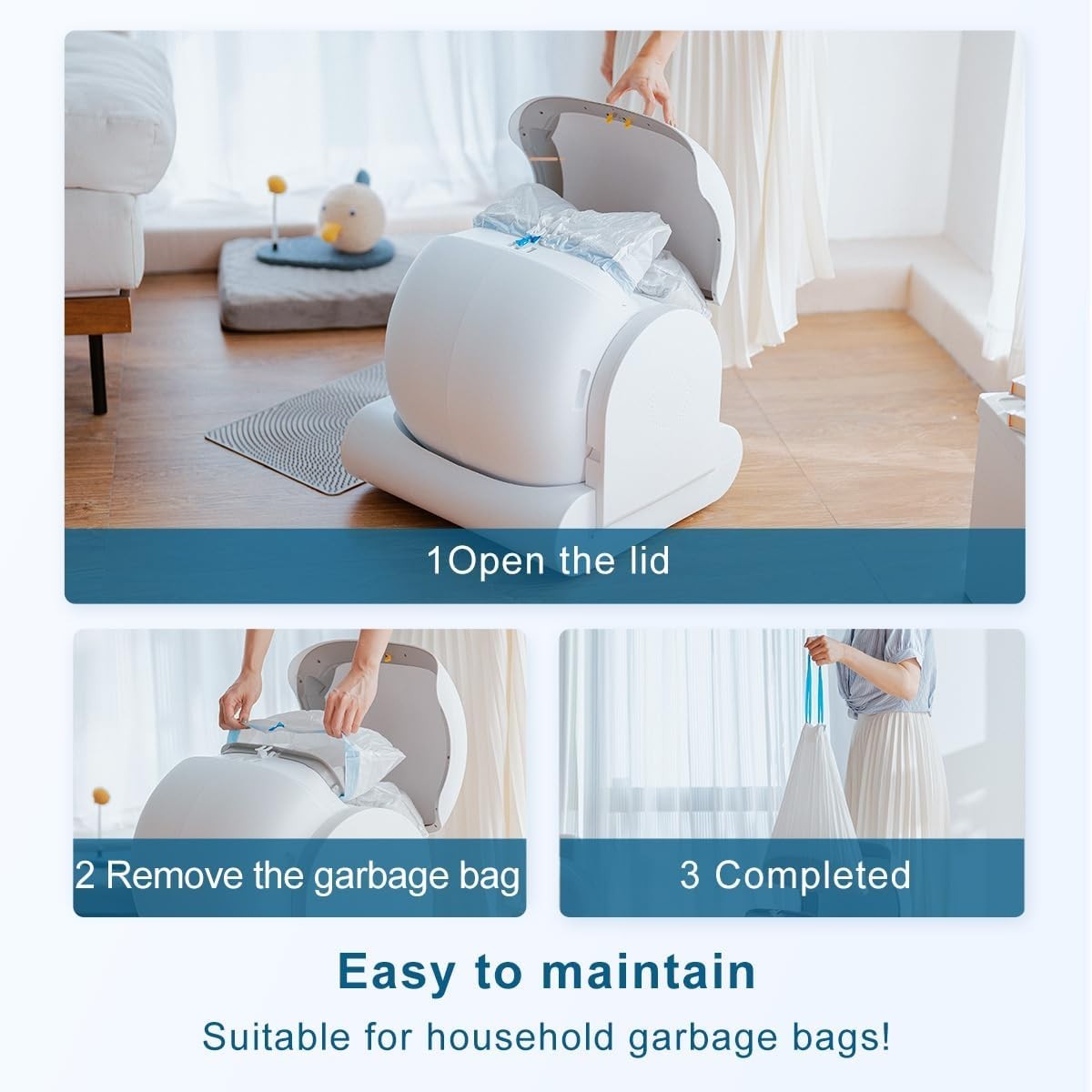 Self Cleaning Cat Litter Box 65L APP Control Smart Auto Multi Cat