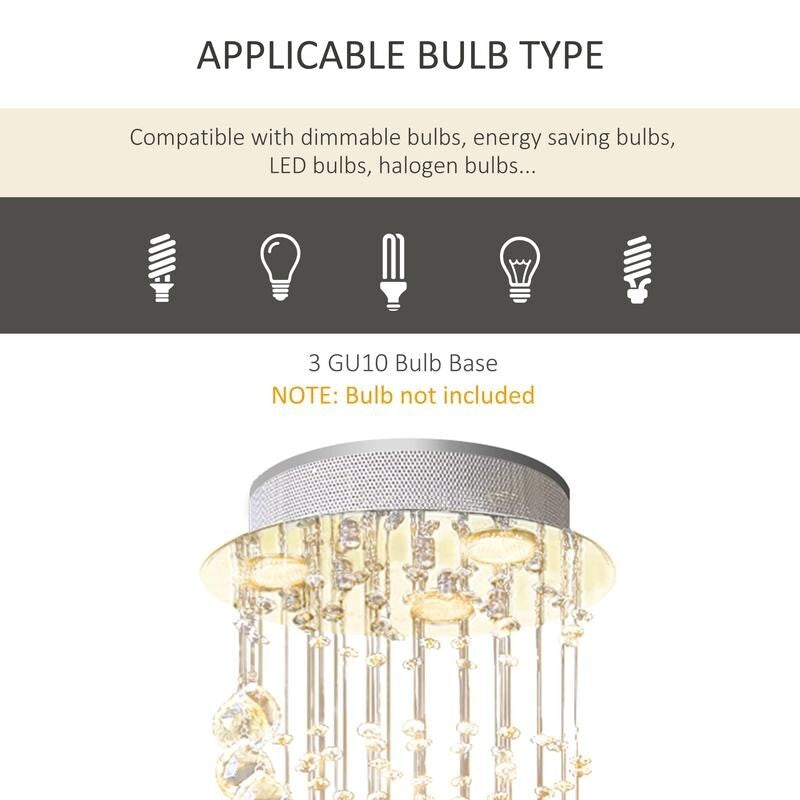Modern Spiral Crystal Chandelier Pendant Light GU10 Ceiling Lamp 120cm Chrome