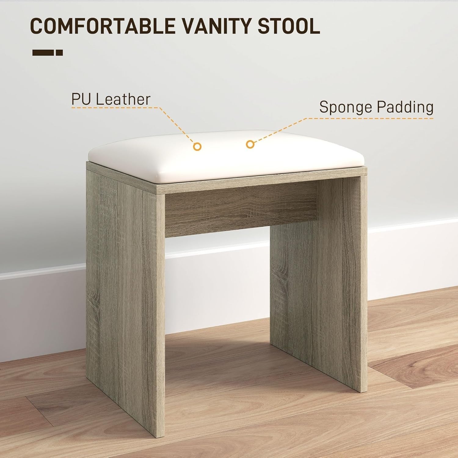 Natural Wood Dressing Table Vanity Set Mirror Stool Cabinet Drawer Makeup Storag
