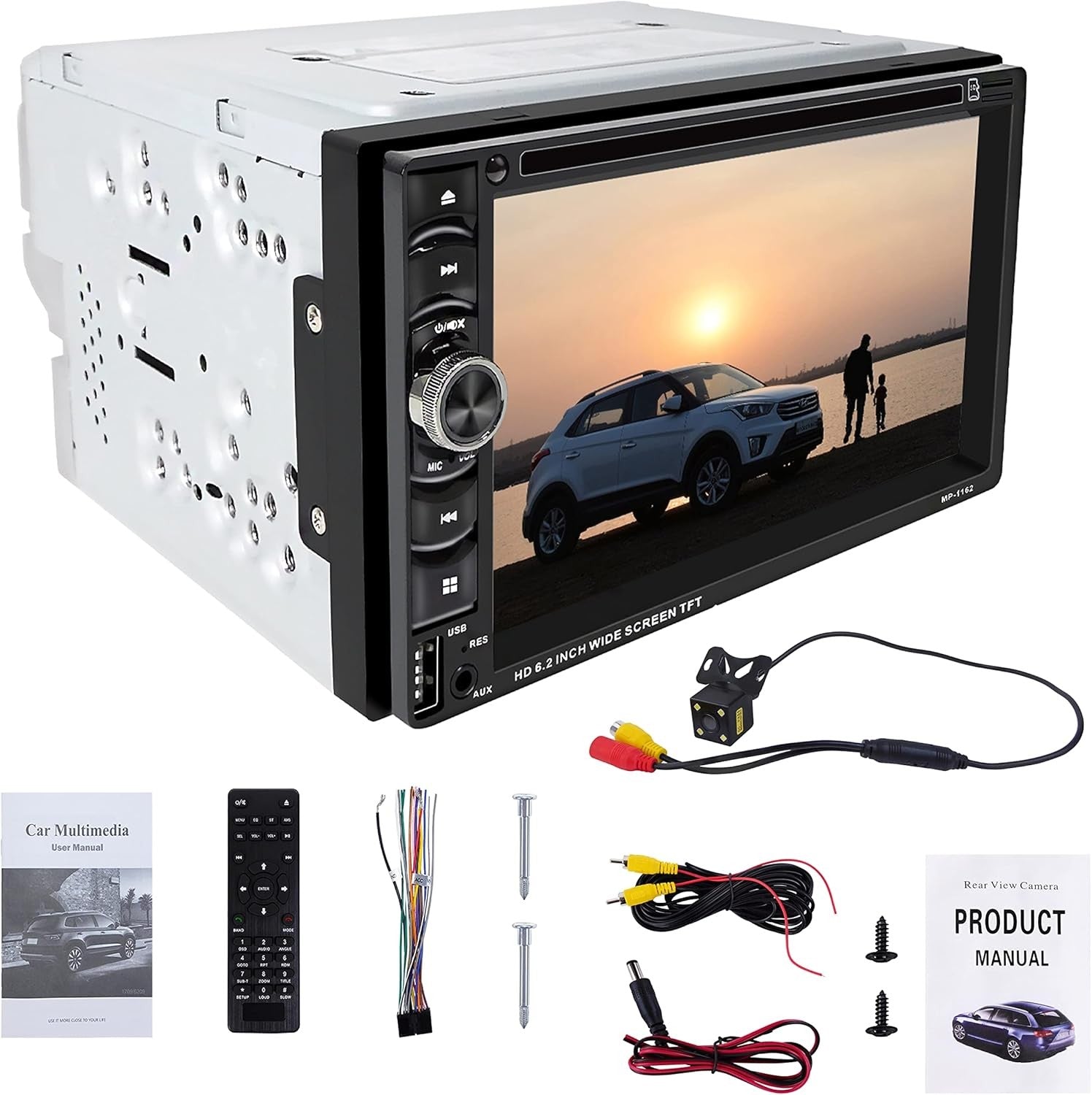 6.2" Double DIN Car Stereo Bluetooth CarPlay Android Auto
