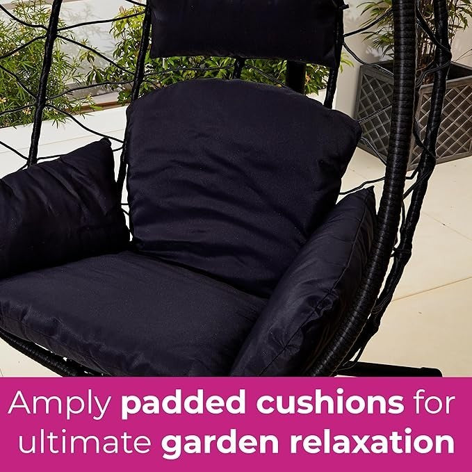 Rattan Egg Chair Swing Hammock Seat w/ Cushions – Foldable 130KG Max