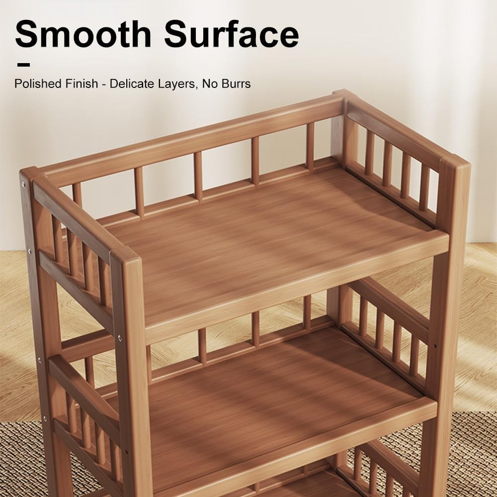 3 Tier Bamboo Storage Trolley on Wheels Rolling Utility Cart Organiser