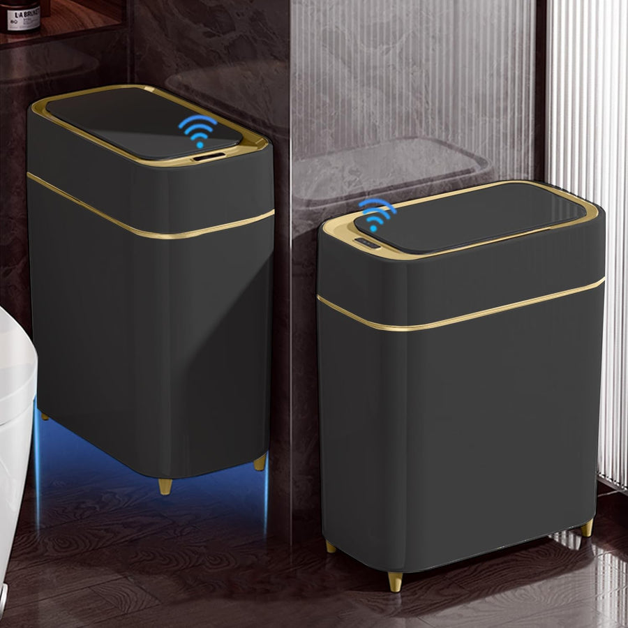 2 Pack Touchless Motion Sensor Trash Can Slim 2.3 Gal Black