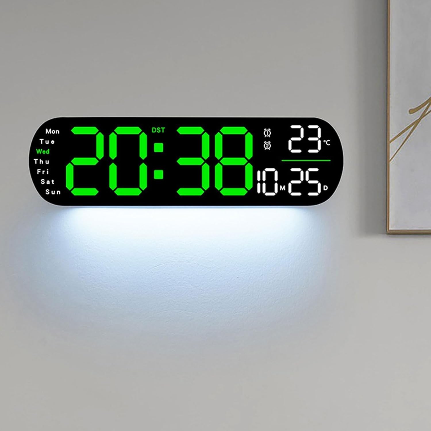 Vibrating Digital Alarm Clock LED Display Flashing Alert for Heavy Sleepers
