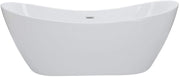 White Double Ended Freestanding Oval Bath 1830x710mm Chrome Overflow