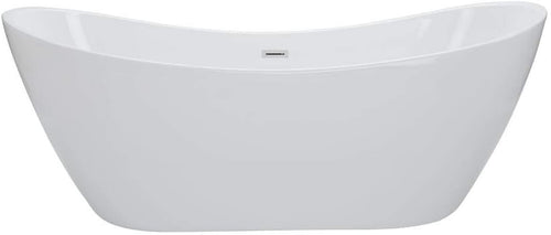 White Double Ended Freestanding Oval Bath 1830x710mm Chrome Overflow