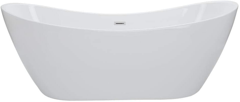 White Double Ended Freestanding Oval Bath 1830x710mm Chrome Overflow