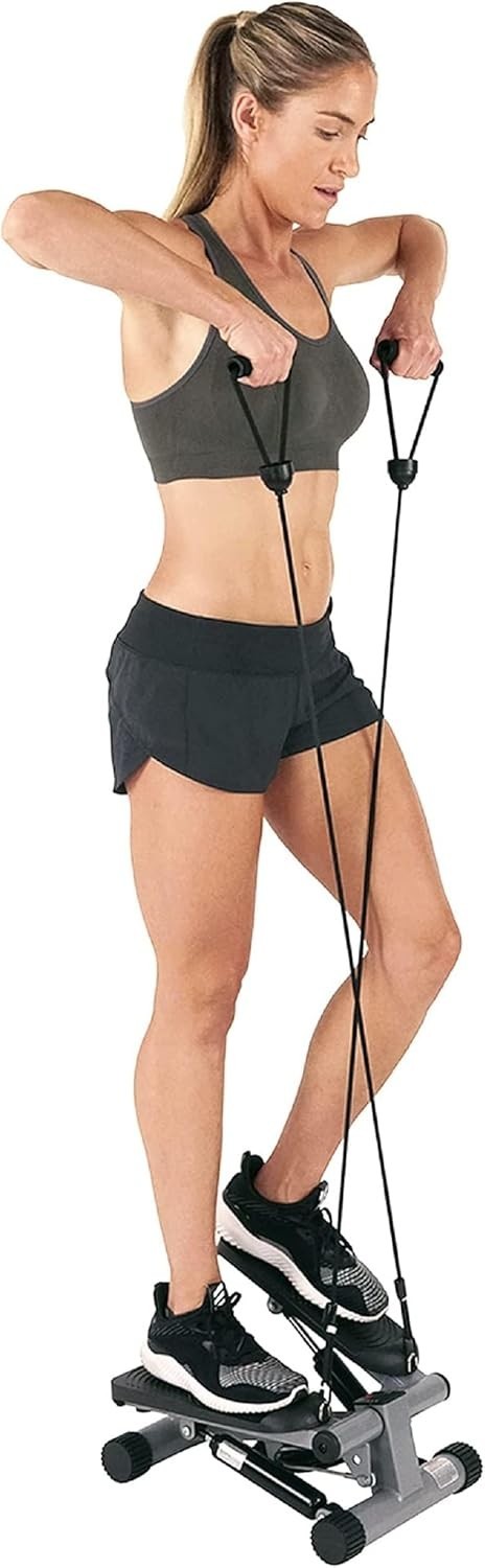 Mini Stair Stepper w/ Resistance Bands + Extra-Small Floor Mat, Quiet Hydraulics