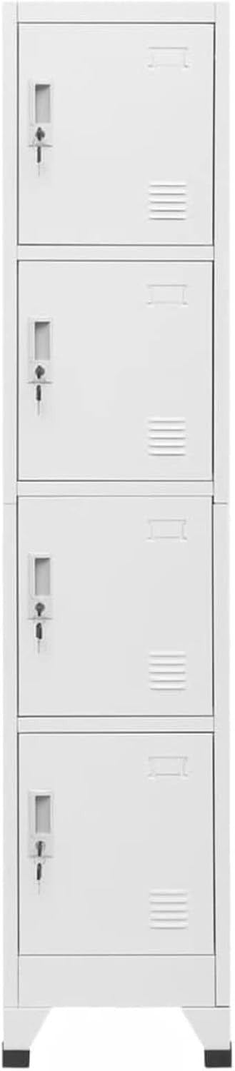 4 Door Grey Metal Locker Cabinet Lockable Storage Cupboard Office Gym 180cm