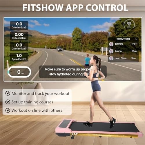 Foldable Under Desk Treadmill with Incline, App & Bluetooth Music