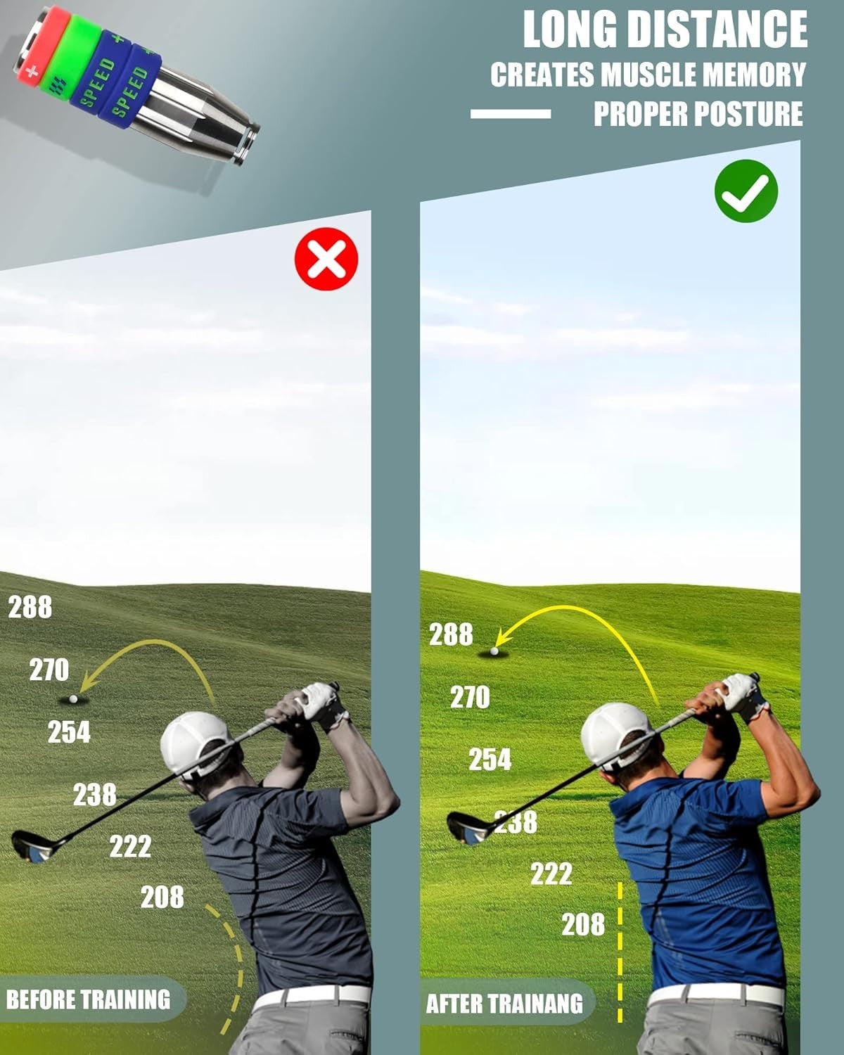 Golf Swing Speed Trainer Adjustable 3 Weight Tempo Training Aid