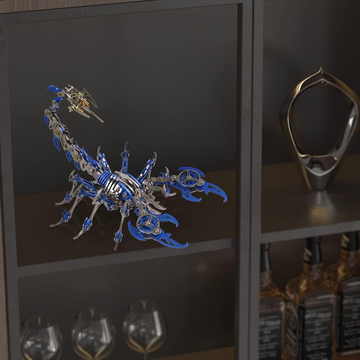 3D Metal Scorpion Puzzle Kit 454PCS Blue DIY Mechanical Model Gift