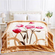 Chloe 7kg Heavy Warm Flower Sherpa Fleece Blanket 200x240cm King Size