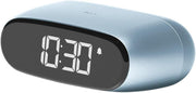Mini Digital Alarm Clock Light Blue Rechargeable Touch Snooze Desk Bedside