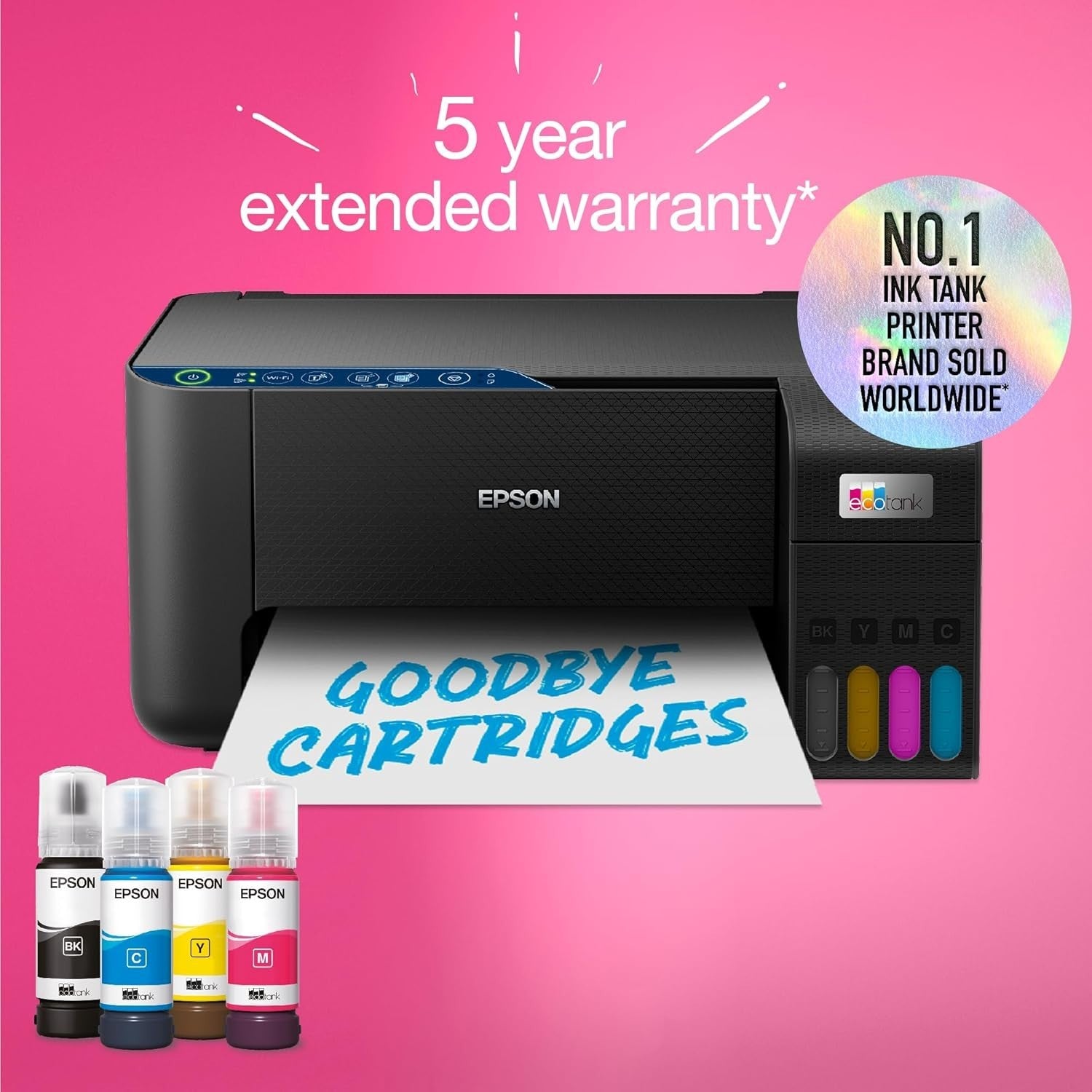 Black EcoTank ET-2861 WiFi Inkjet Printer A4 Borderless Printing