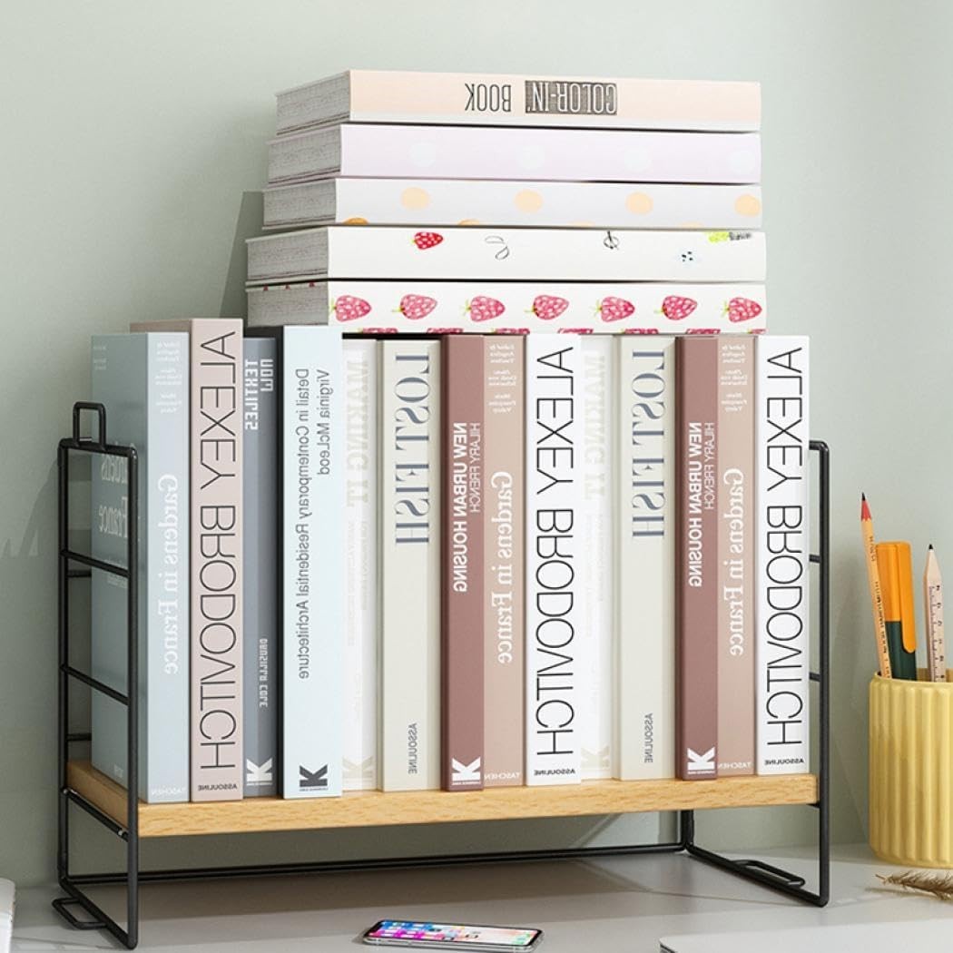Desktop Organizer Shelf Compact Display Rack Bookcase Storage White Shelf