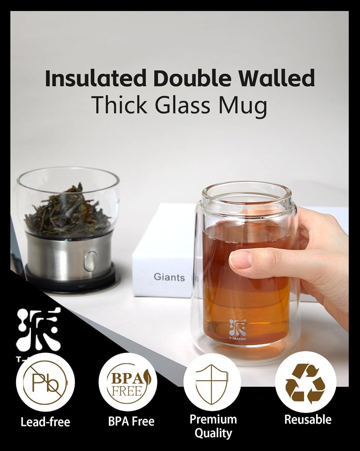 Loose Leaf Tea Maker 270ml One Touch Brewer Glass Infuser Cup Set