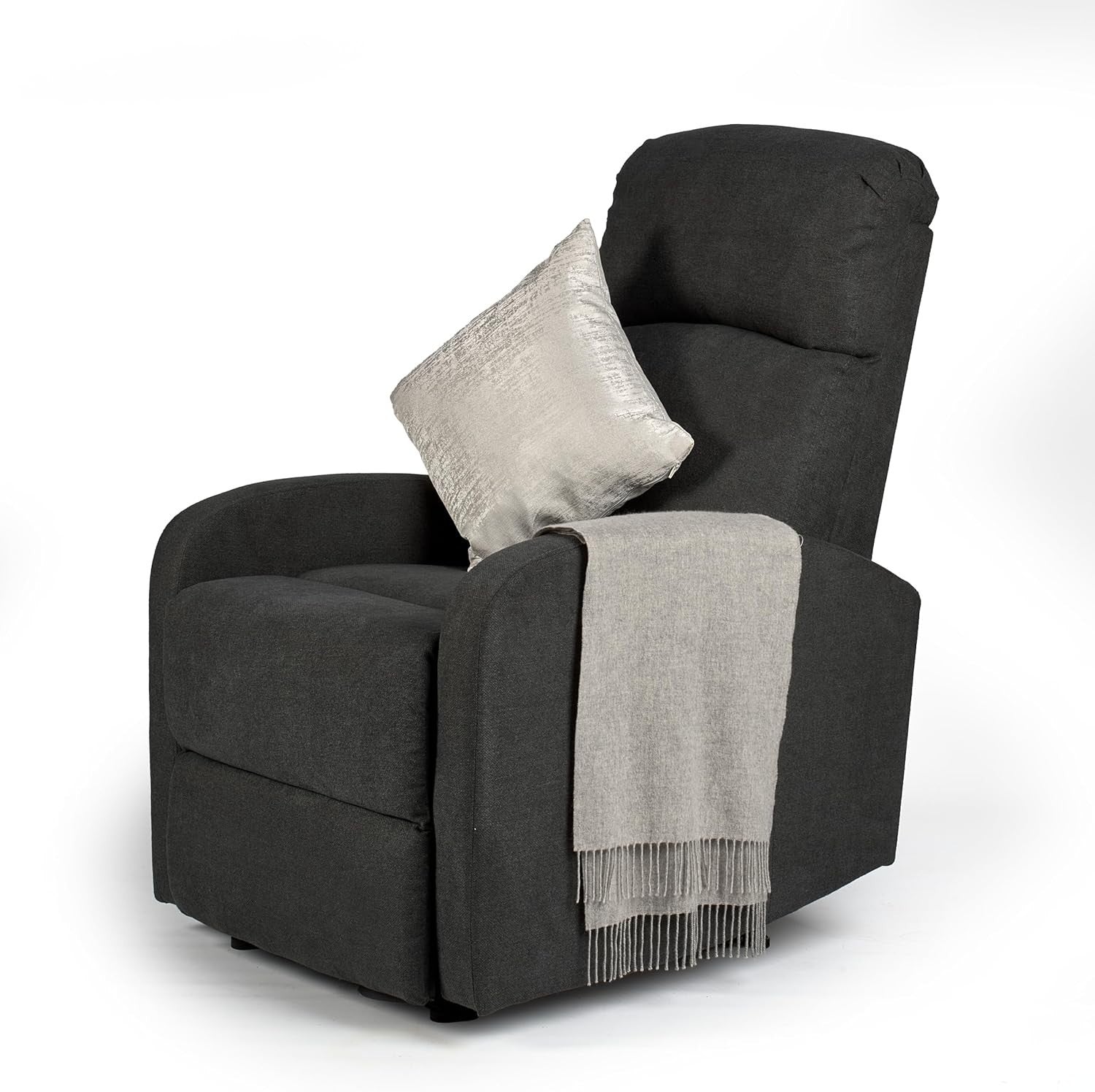 Charcoal Fabric Recliner Armchair Lounge Chair with Footrest Support