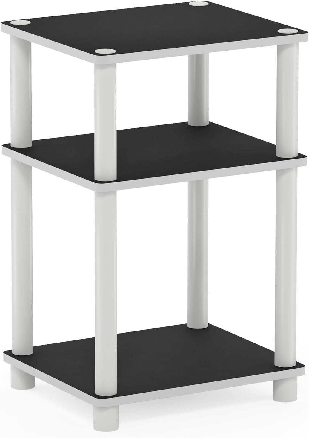 3-Tier End Table – 29x34x58cm Side Table Nightstand White w/ White Tube