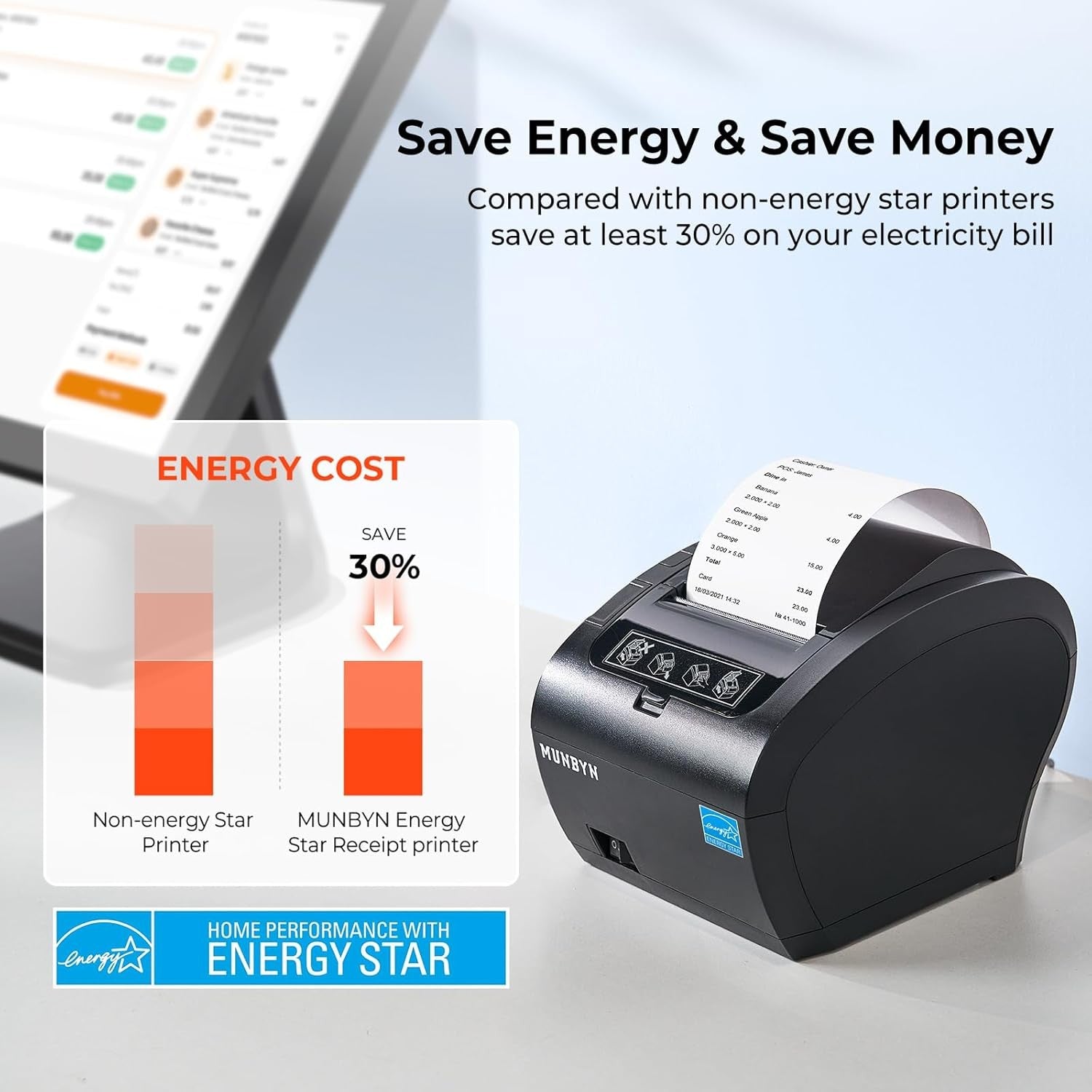 MUNBYN Thermal Receipt Printer POS USB/Ethernet for Home & Business