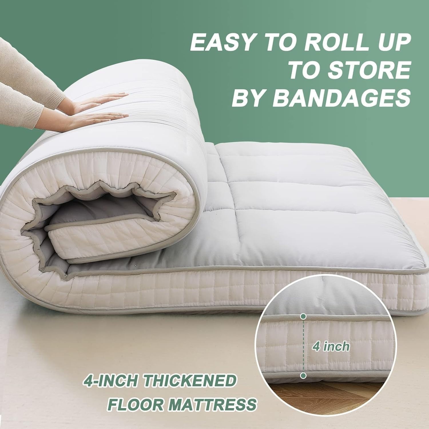 Luxury 10cm King Memory Foam Floor Futon Mattress Foldable Tatami Bed