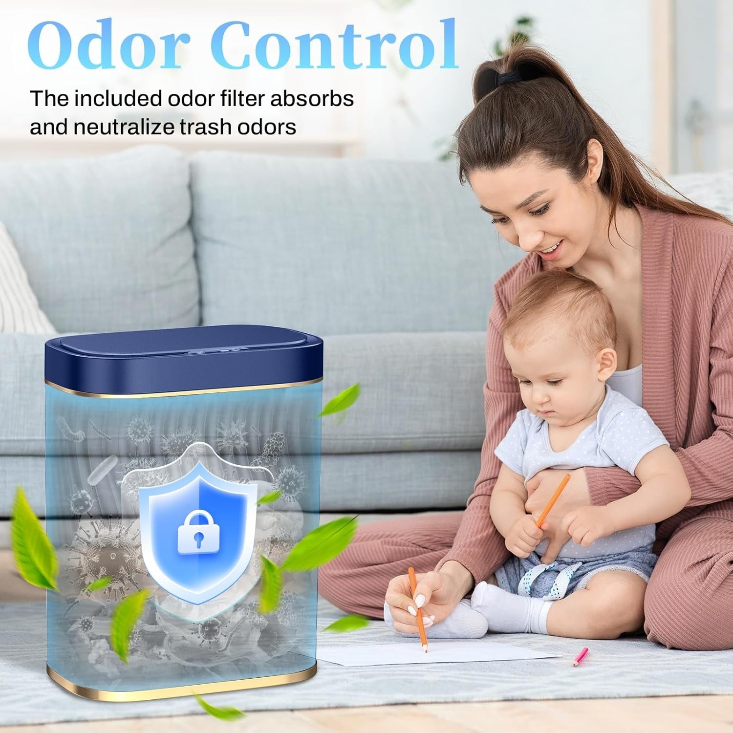 2.6 Gallon Touchless Bathroom Trash Can Slim Waterproof Smart Bin