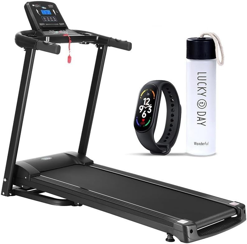 Folding Motorised Treadmill 12.8km/h LCD 12 Programs Portable Home Gym Watch