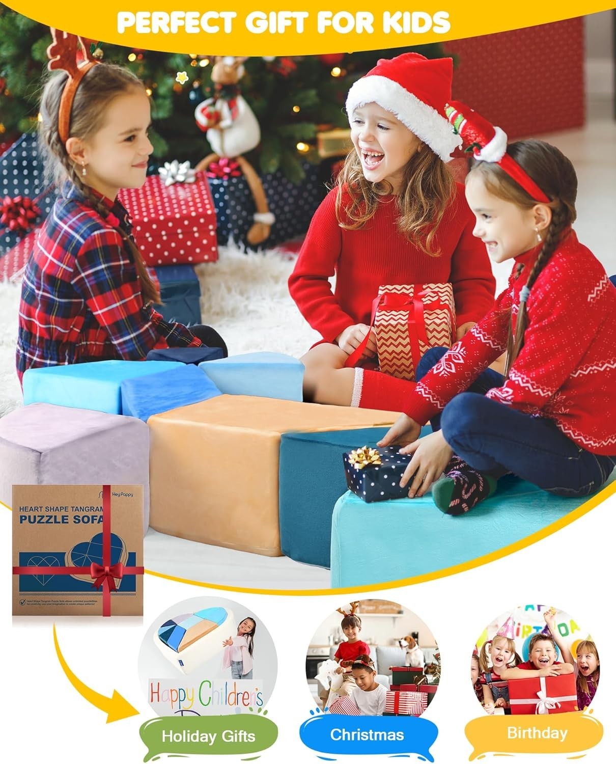 Kids Heart-Shaped Play Sofa with Ball Pit – Modular Puzzle Couch for Fun & Learn