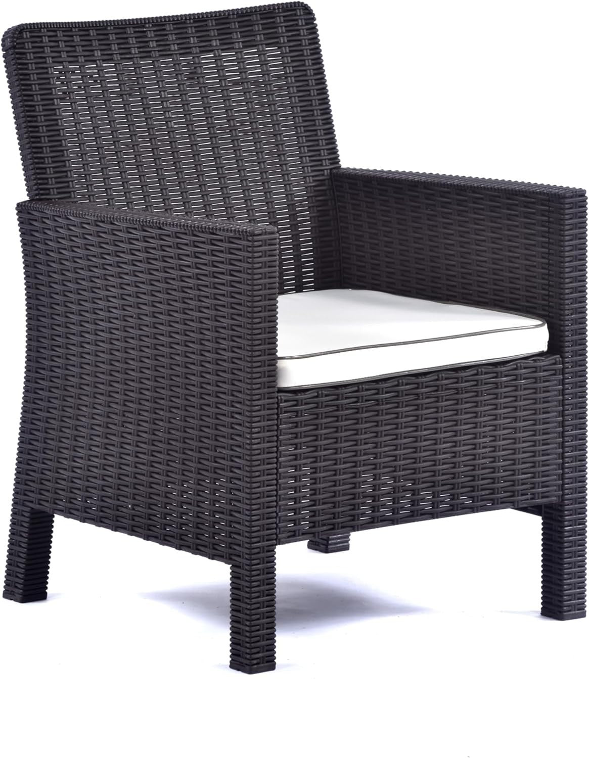 2 Rattan Tub Armchairs Set Garden Patio Dining Chairs Cushioned Outdoor