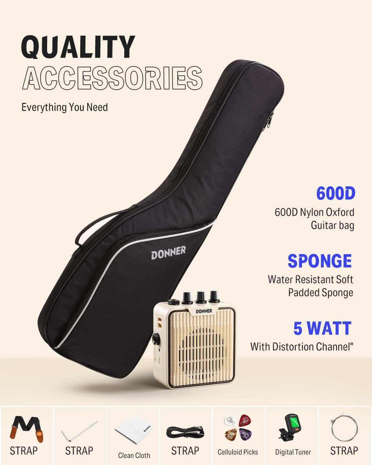 30 Inch Kids Electric Guitar Starter Kit Amp Tuner Bag Mint Green