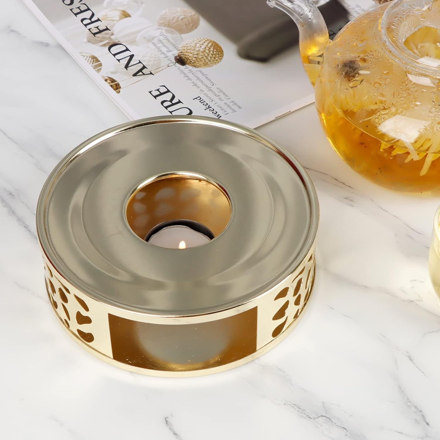 Stainless Steel Teapot Warmer Candle Holder Tea Coffee Heater