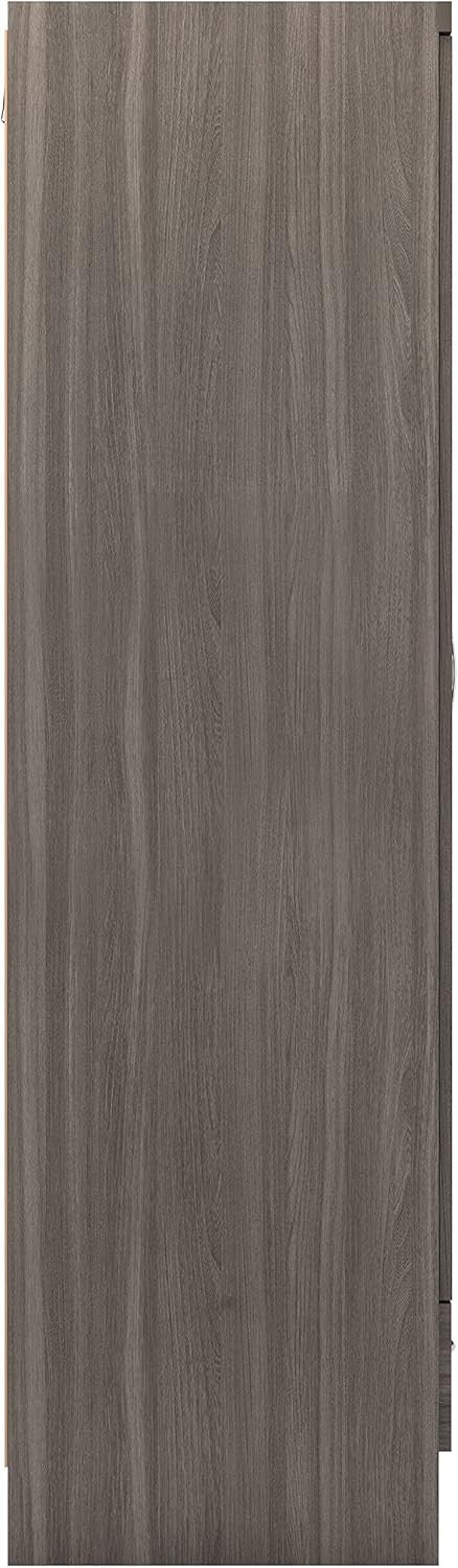 Black Mirror Wardrobe 2 Door 1 Drawer – Modern Bedroom Storage Unit