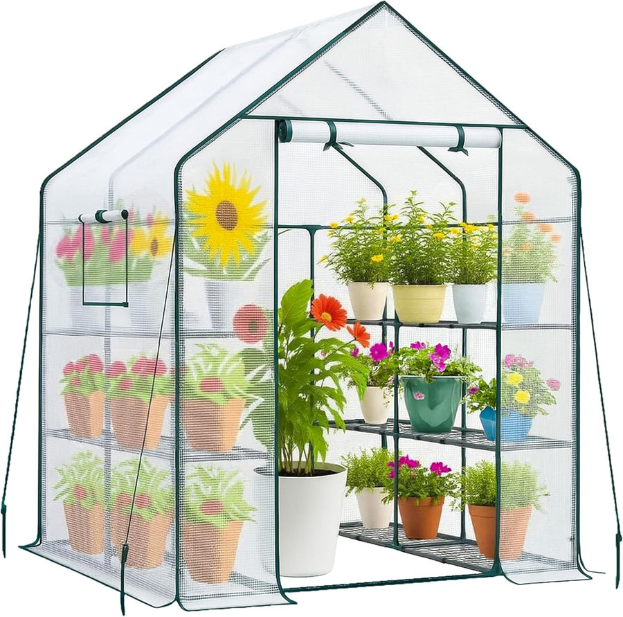 Walk-In Greenhouse 3 Tier 6 Shelves | Heavy Duty PVC Garden Growhouse