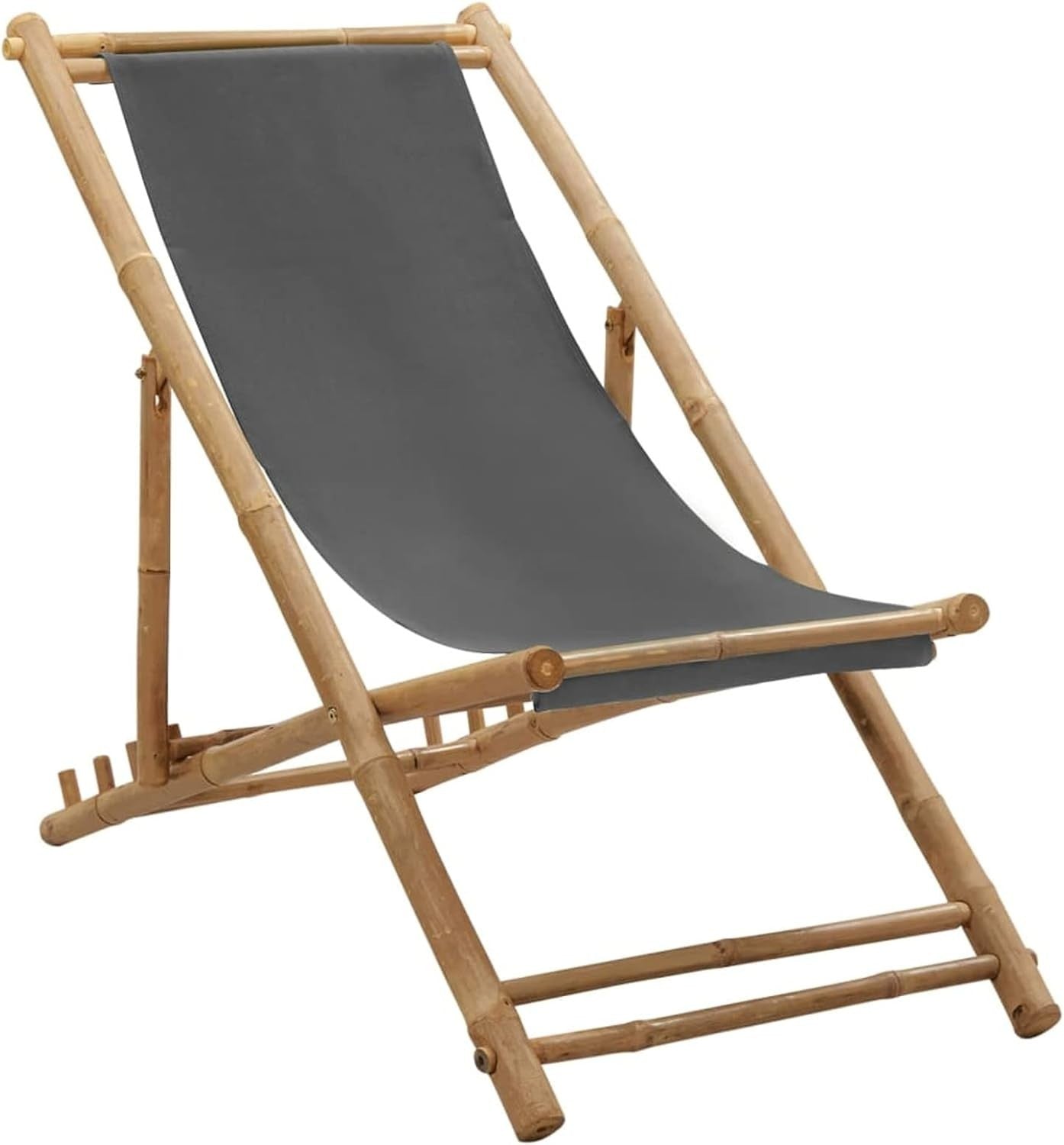 Adjustable Bamboo Deck Chair with Canvas Seat | Weatherproof Outdoor Lounger
