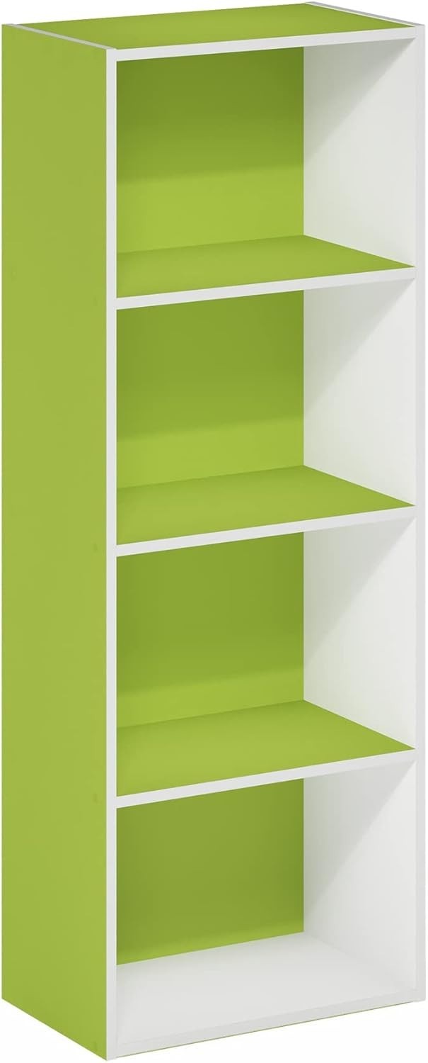 4 Tier Bookcase Small Storage Shelf Compact Organizer Bookshelf Display Green