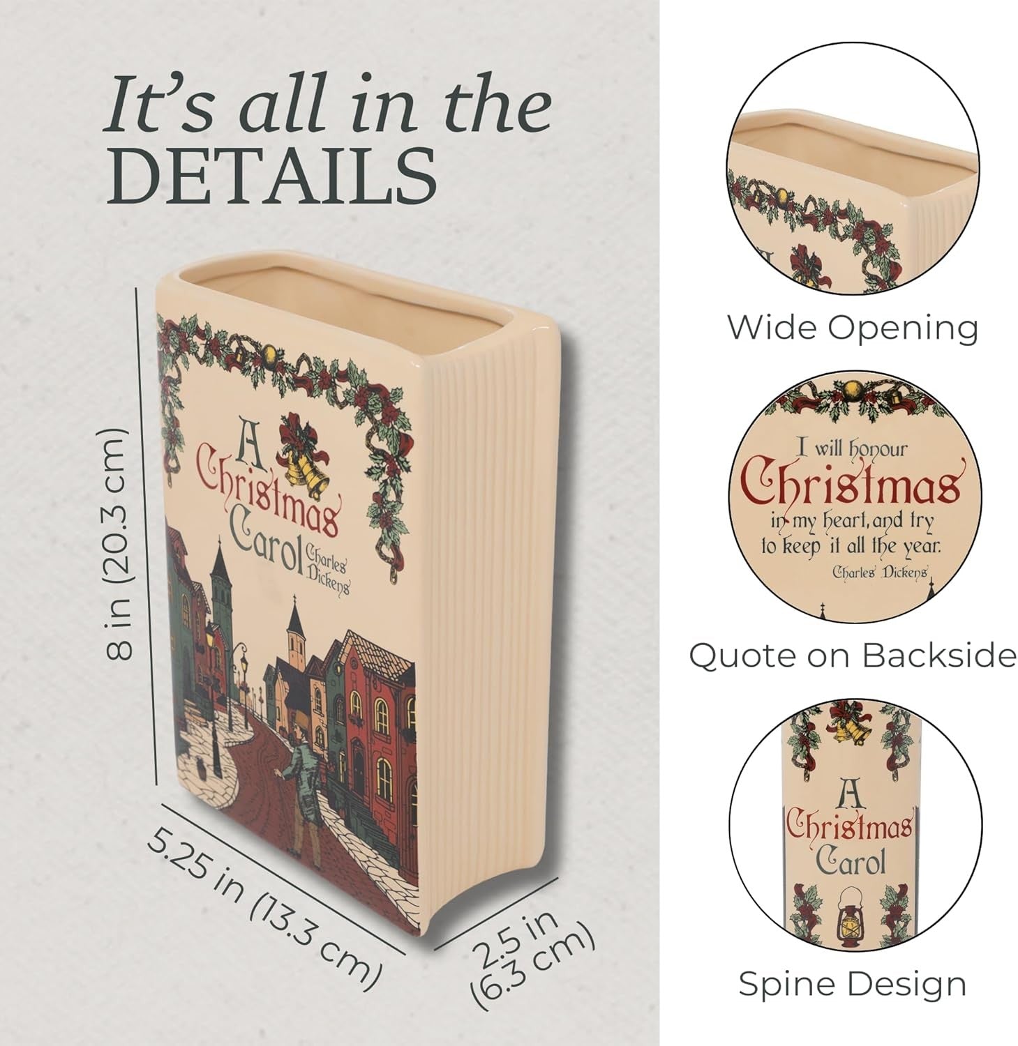 Book Shaped Ceramic Vase Decorative Novel Design Unique Home Shelf Display