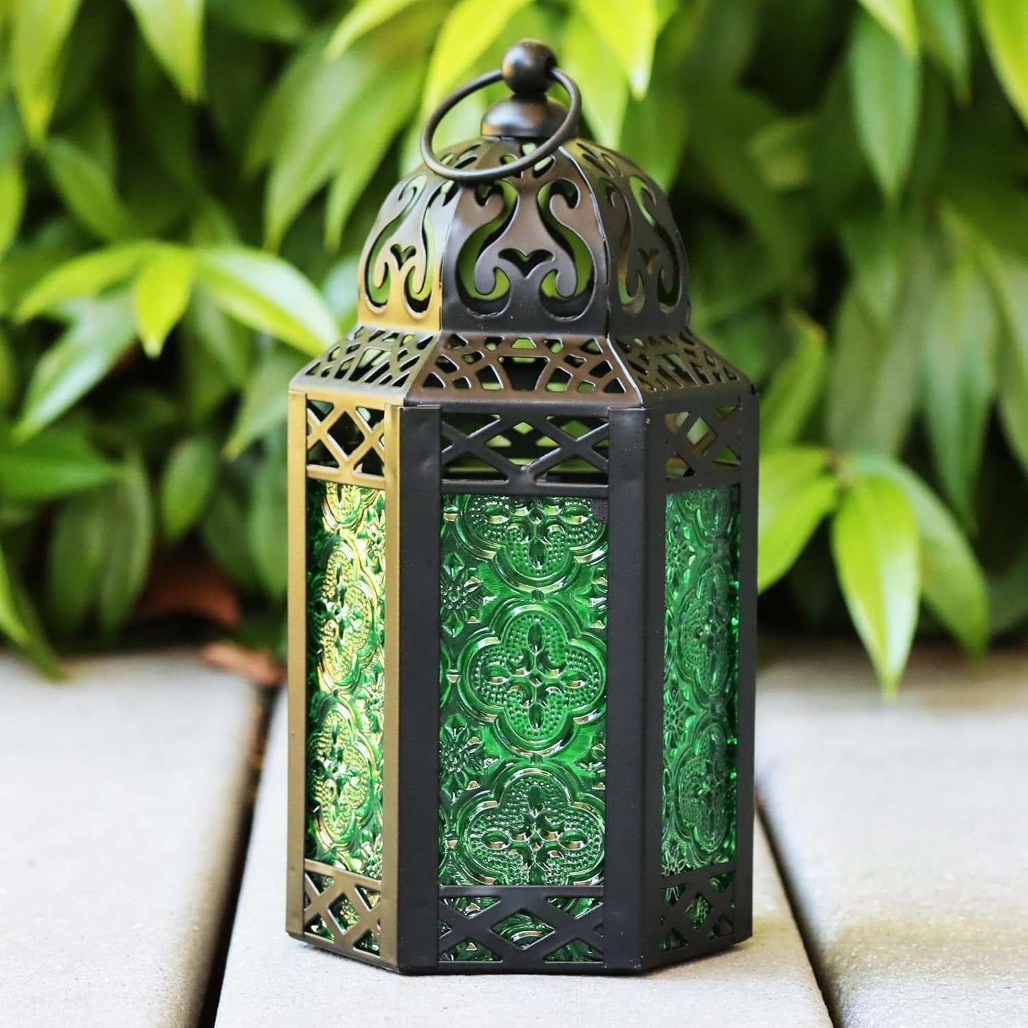 Set of 3 Green Moroccan Candle Lanterns Home Decor