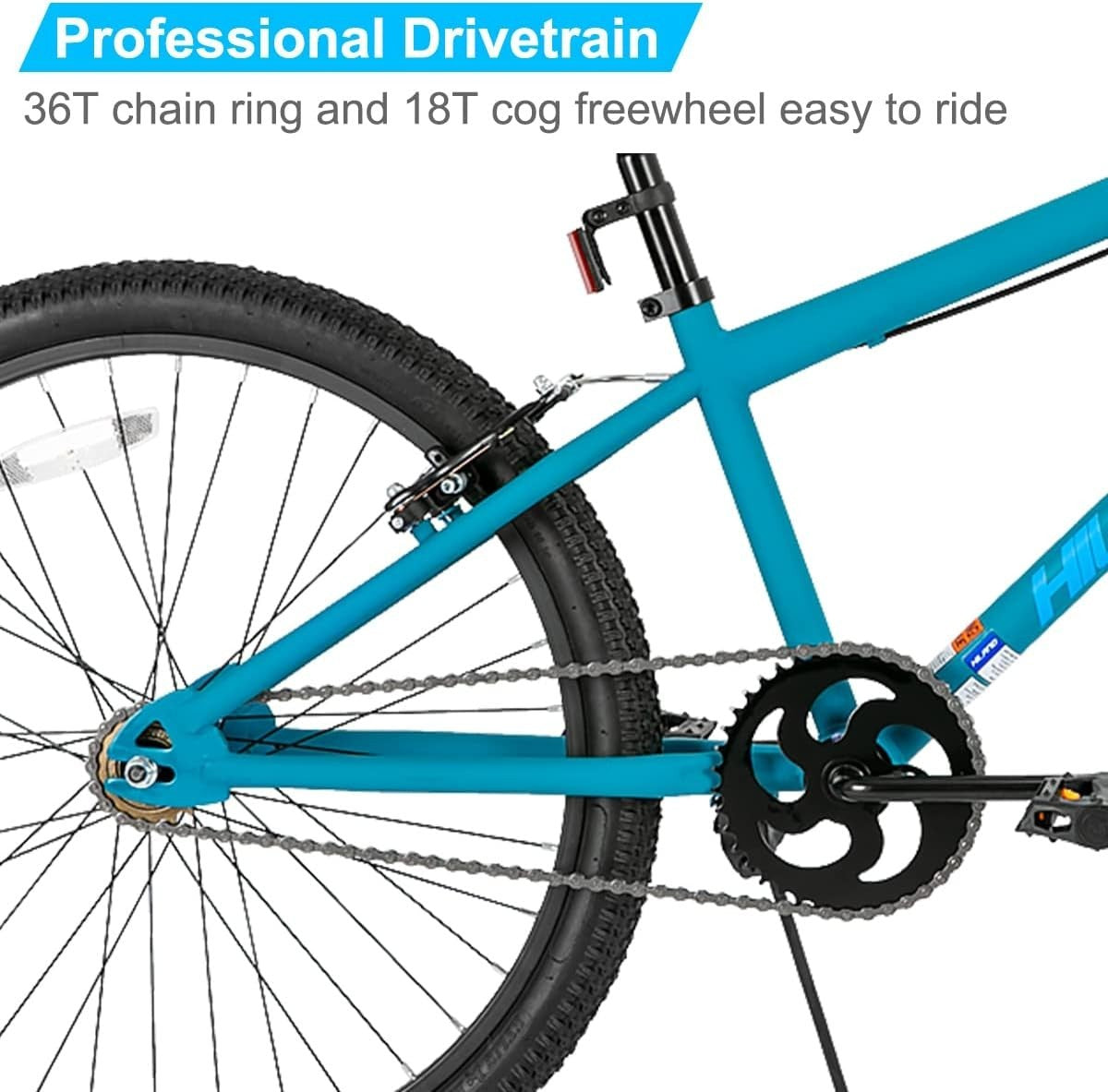 Kids BMX Bike 24" Wheel Adjustable Seat 2 Pegs Durable Steel Frame
