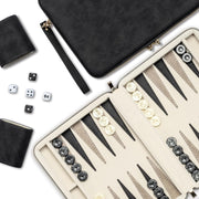 9.4 Inch Travel Backgammon Faux Leather Folding Board Portable Game
